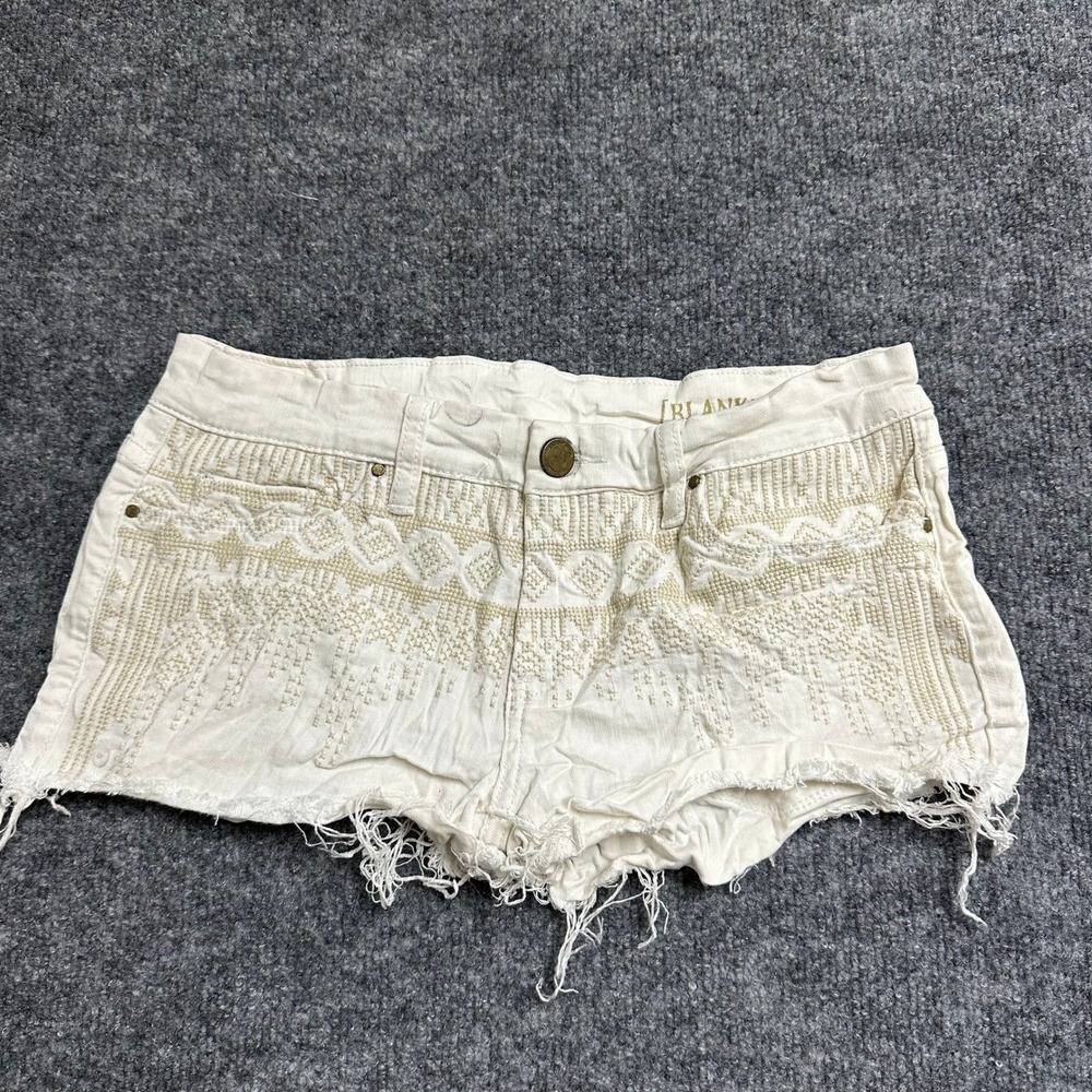 Blank NYC Shorts Womens Size 27 Cream Embroidered Cutoff Raw Hem Boho Festival